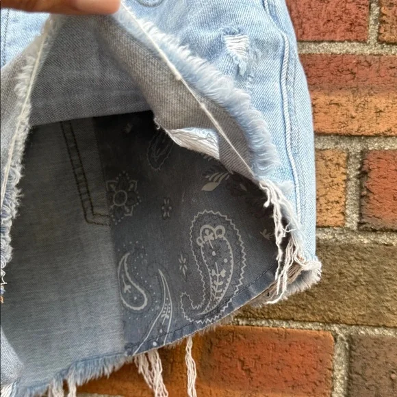 Aerie Light Blue Distressed Jean Shorts - Picture 5 of 5